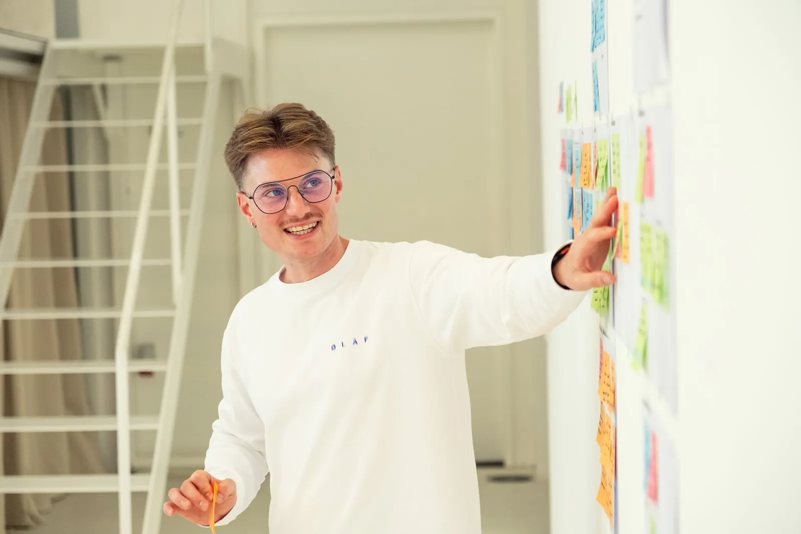 Post-its op de muur na twee dagen samen